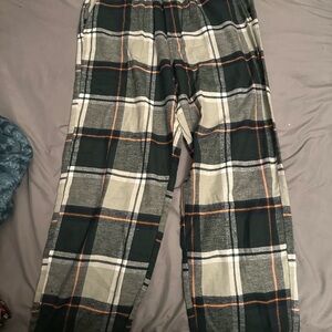 Plaid Lounge Pants - Green and Beige